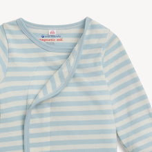 Load image into Gallery viewer, Blue Stripe Organic Cotton Magnetic Gown &amp; Hat Set
