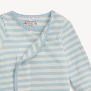 Blue Stripe Organic Cotton Magnetic Gown & Hat Set