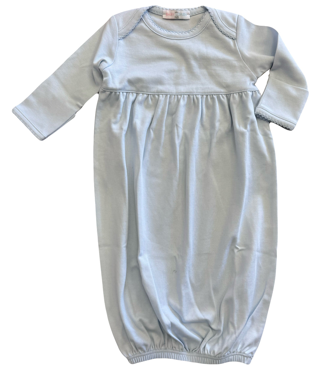 Baby Loren Blue Gown Blue Picot Trim