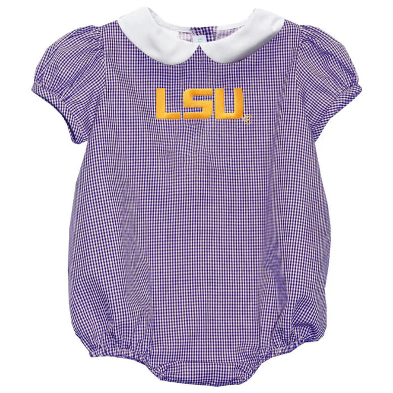LSU Tigers Embroidered Purple Girls Bubble Short Sleeve