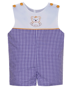 Remember Nguyen Embroidery Shortall - Purple/Gold Gingham