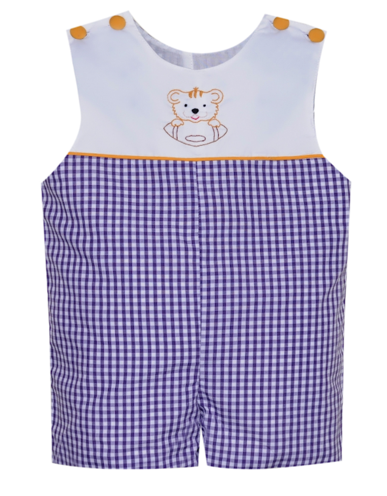 Remember Nguyen Embroidery Shortall - Purple/Gold Gingham
