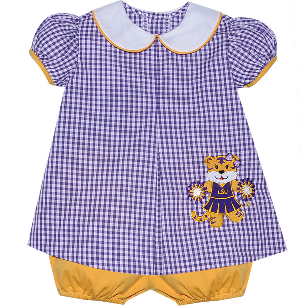 Remember Nguyen Purple/Gold Bloomer Set with Applique