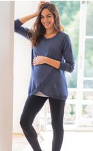 Load image into Gallery viewer, Blue Cotton Blend Maternity &amp; Nursing Sweatshirt By Seraphine
