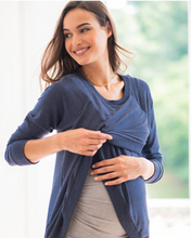 Load image into Gallery viewer, Blue Cotton Blend Maternity &amp; Nursing Sweatshirt By Seraphine
