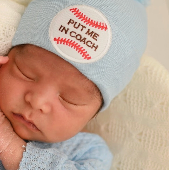 Put Me In Coach Baseball Newborn Hat (2 Colors!)