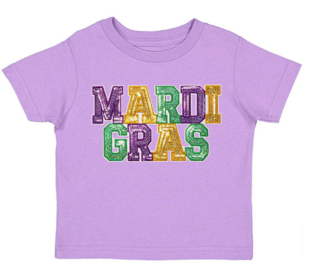 Mardi Gras Patch Short Sleeve T-Shirt - Lavender