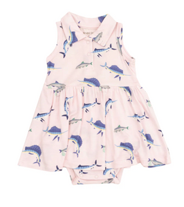 Deep Sea Fishing Pink Polo Collar Bodysuit Dress