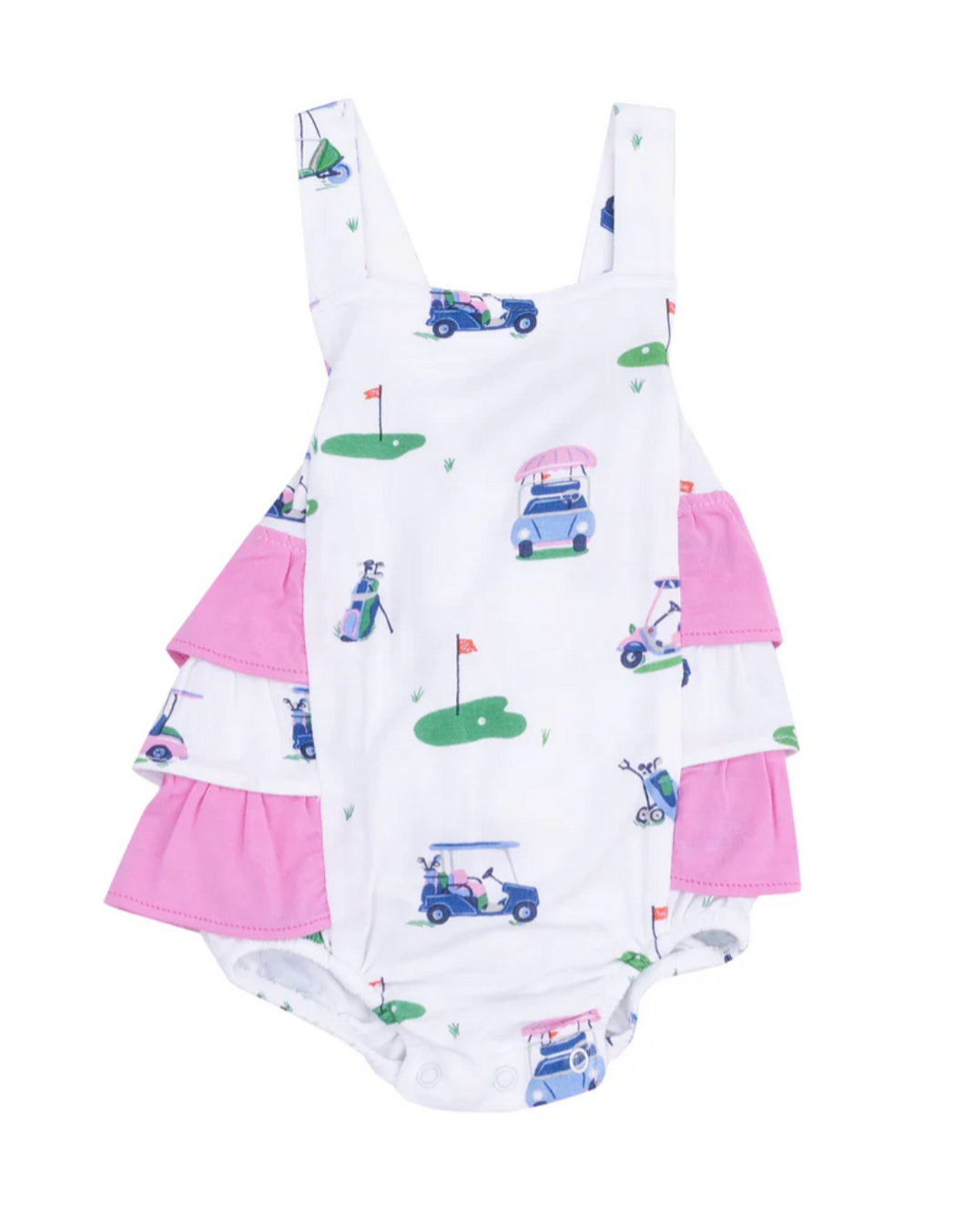 Vintage Golf Carts Pink Ruffle Sunsuit
