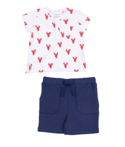 Crawfish Bamboo Pocket Henley and Shorts