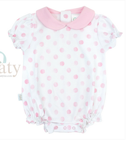 Pima Pink Dots Bubble With Collar