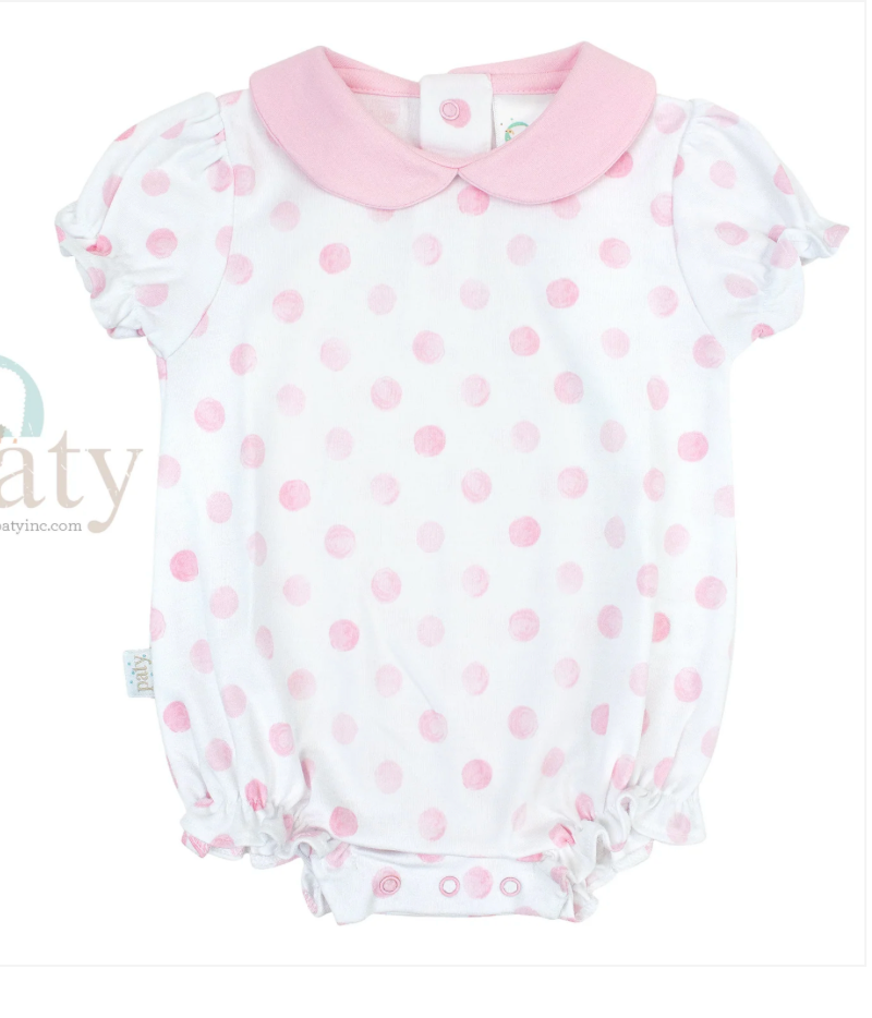Pima Pink Dots Bubble With Collar