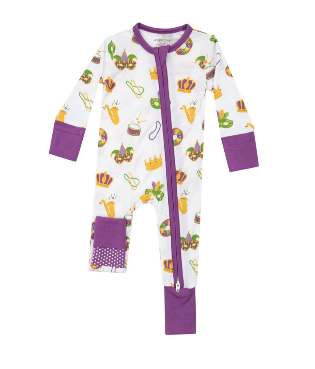 Mardi Gras 2 Way Zipper Romper