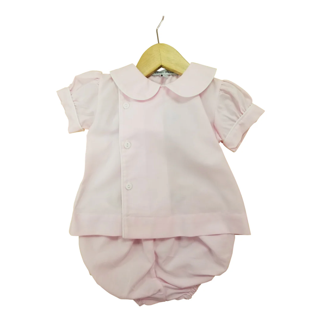 Pink Diaper Set with Peter Pan Collar