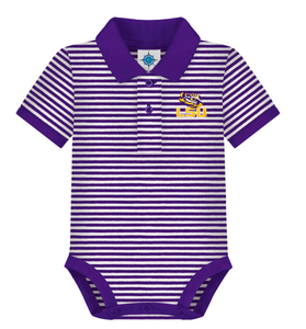 LSU Striped Polo Onesie