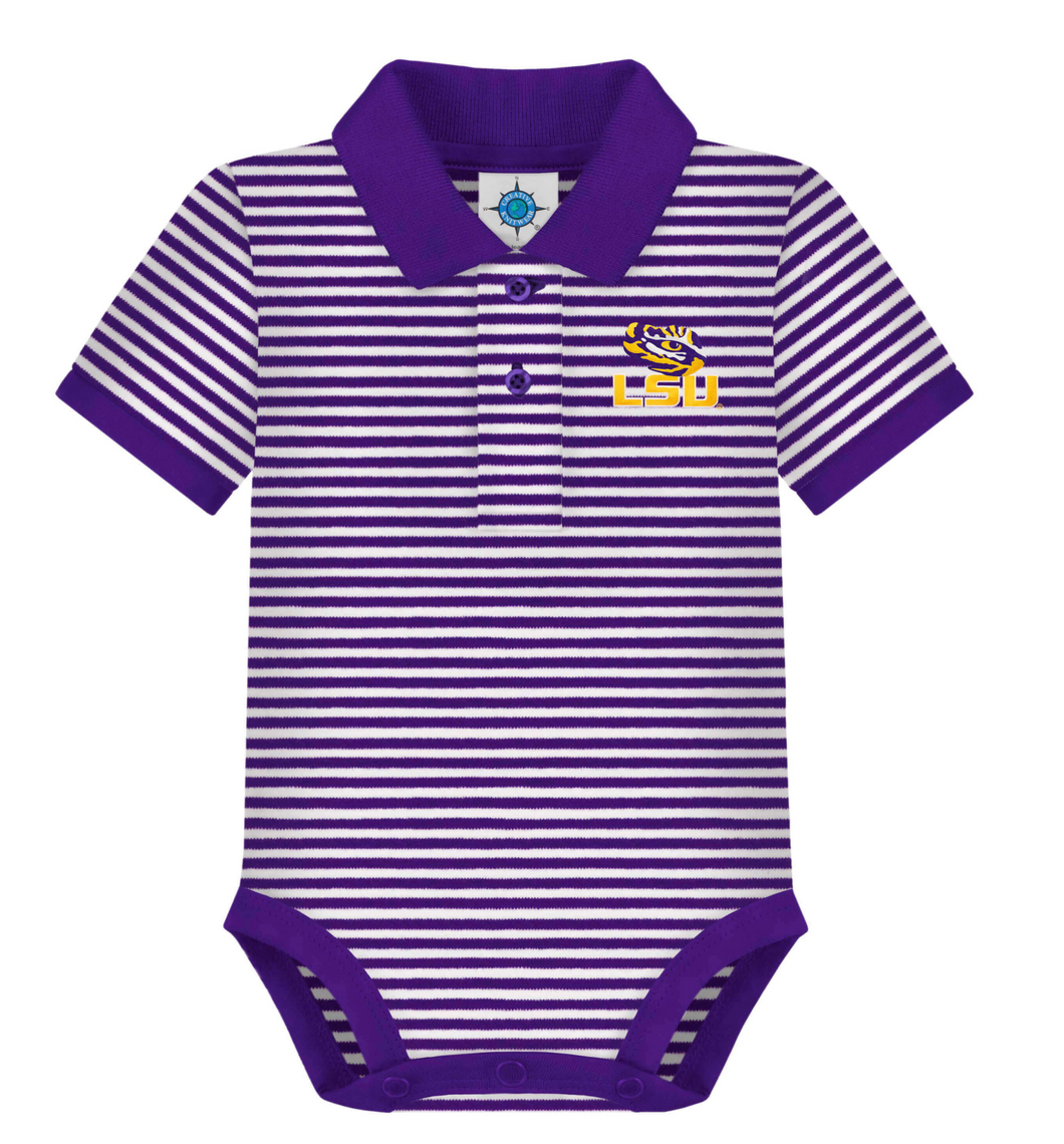 LSU Striped Polo Onesie