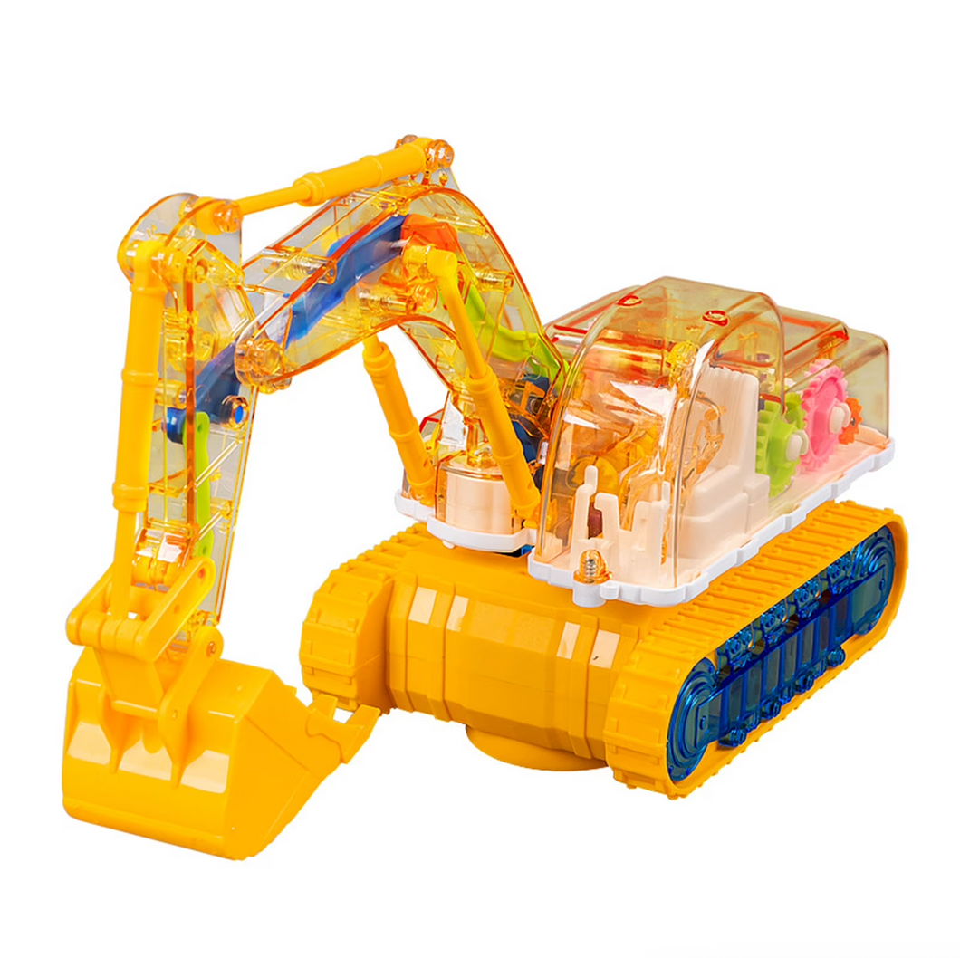 Clear LED Mechanical Gear Excavator Toy
