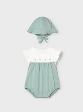 Load image into Gallery viewer, Mayoral Girls Floral Romper with Hat
