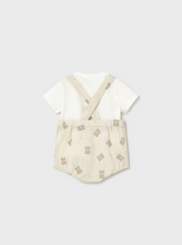 Load image into Gallery viewer, Newborn Boy Teddy Dungaree with T-shirt Set
