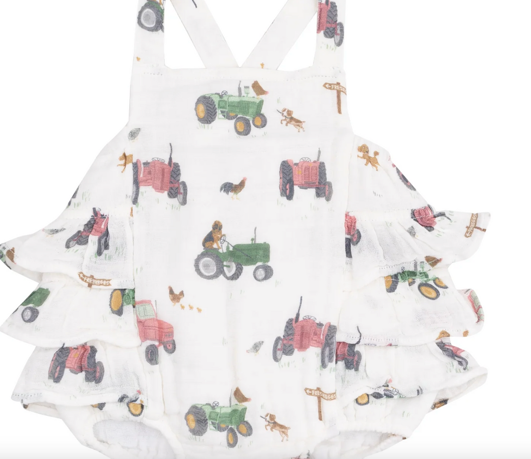 Tractor And Friends - Ruffle Sunsuit