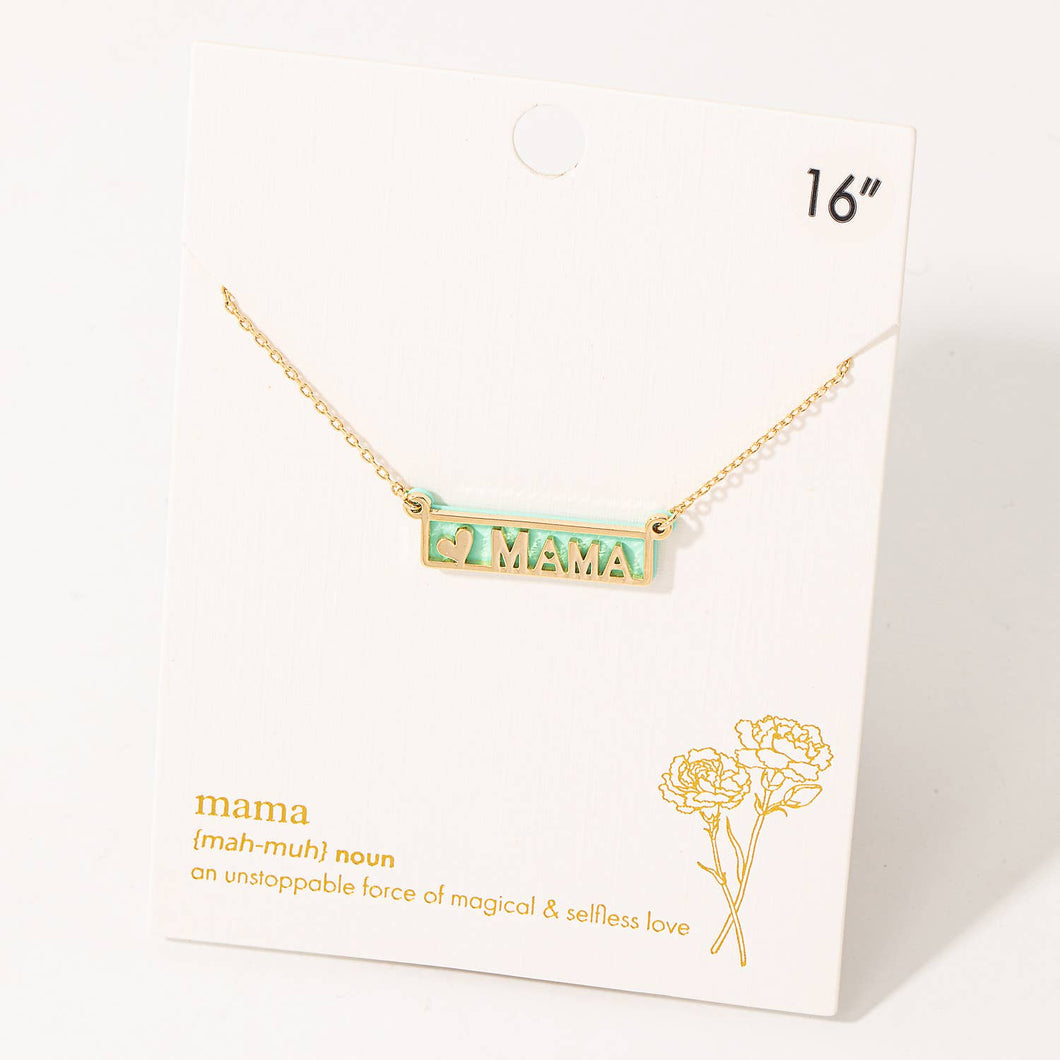 Heart Mama Print Pendant Necklace