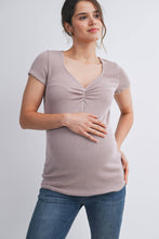 Load image into Gallery viewer, Ribbed Sweetheart-Neckline Maternity Top
