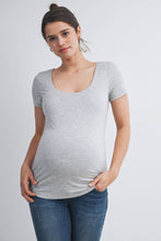 Load image into Gallery viewer, Short Sleeve Scoop Neck Maternity Knit T-Shirt
