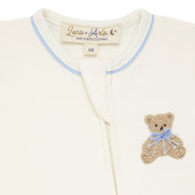 Load image into Gallery viewer, Bear Hugs Hand-Embroidered Zip Footie - Sky

