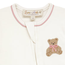 Load image into Gallery viewer, Bear Hugs Hand-Embroidered Zip Footie - Dusty Rose
