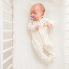 Load image into Gallery viewer, Bear Hugs Hand-Embroidered Zip Footie - Dusty Rose
