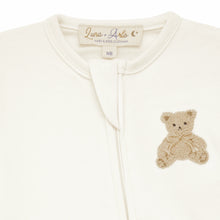 Load image into Gallery viewer, Bear Hugs Hand-Embroidered Zip Footie - Ivory
