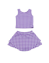 Load image into Gallery viewer, Purple Gingham Athletic Skirt Set
