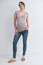 Load image into Gallery viewer, Ribbed Sweetheart-Neckline Maternity Top
