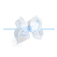 Load image into Gallery viewer, 1/4" Pantyhose Headband w/ Embroidered Lil Sister Bow

