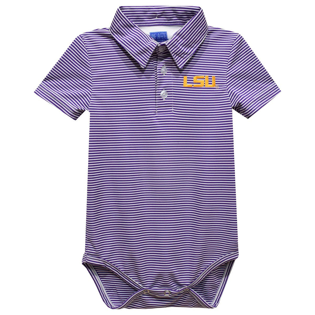 Louisiana State University Tigers Embroidered Stripe Polo Onesie