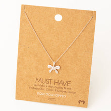Load image into Gallery viewer, Rhinestone Ribbon Bow Pendant Necklace
