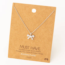 Load image into Gallery viewer, Rhinestone Ribbon Bow Pendant Necklace

