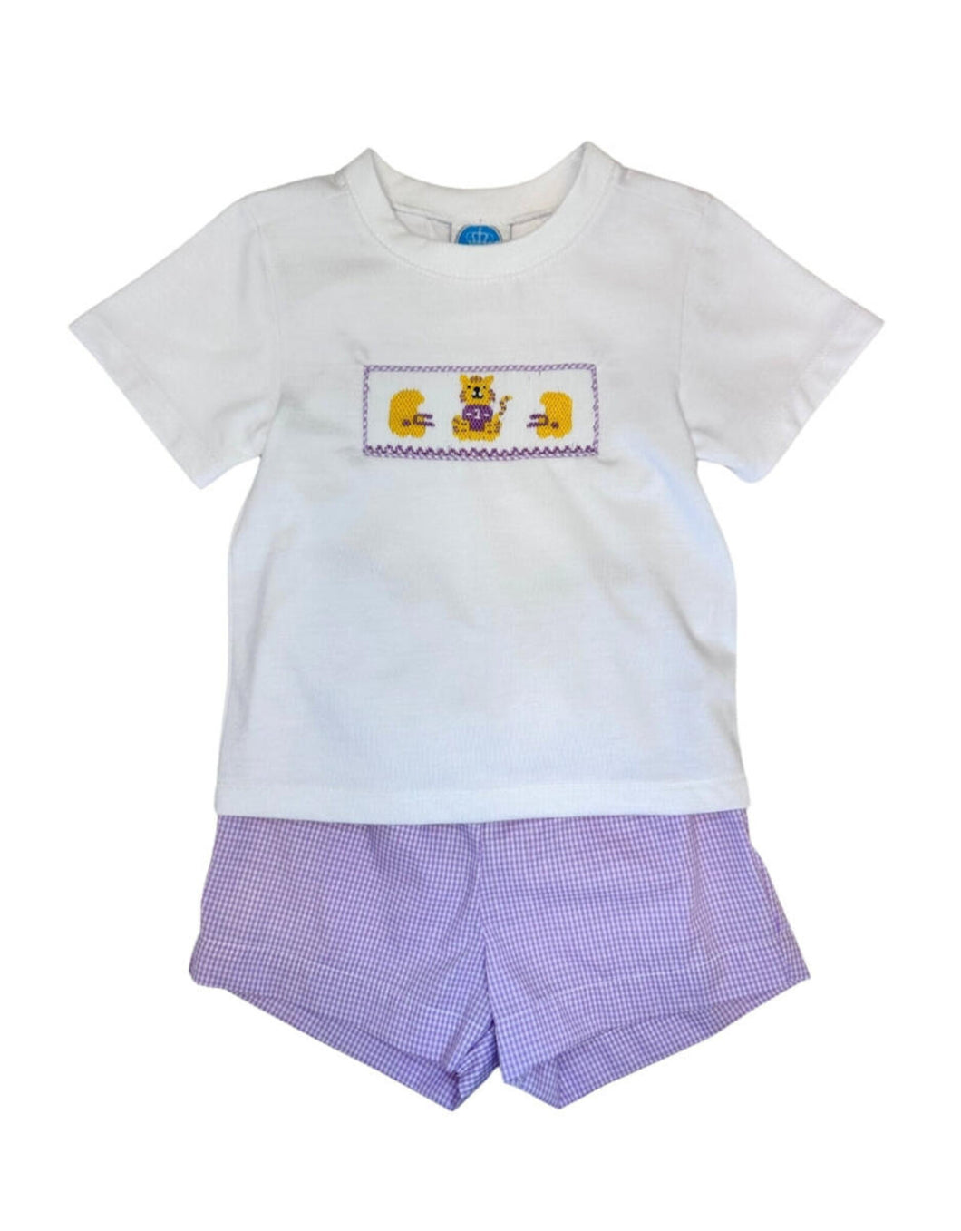 Krewe Kids Purple Tiger Smock Short Set
