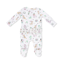 Load image into Gallery viewer, Country Club Dogs Pink 2 Way Ruffle Back Zipper Footie
