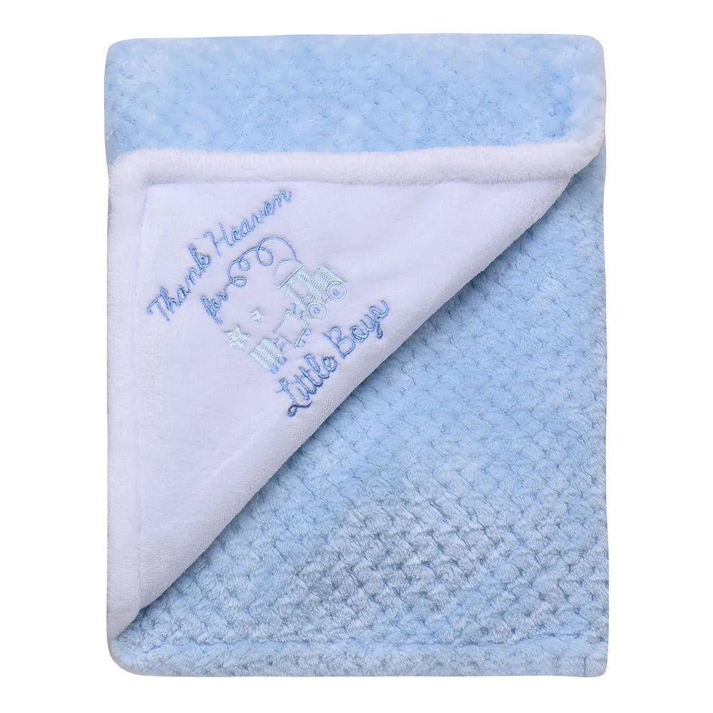 Thank Heaven for Little Boys Baby Blue Reversible Blanket