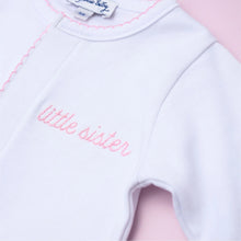Load image into Gallery viewer, Magnolia Baby Little Sister Embroidered Footie
