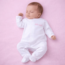 Load image into Gallery viewer, Magnolia Baby Little Sister Embroidered Footie
