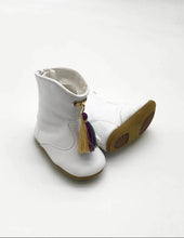 Load image into Gallery viewer, Blended Spirit Infant Majorette White Marching Crib Boots with Removable Tassels
