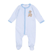 Load image into Gallery viewer, Puppy Playtime Applique Footie - Light Blue
