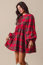Load image into Gallery viewer, Red Plaid Front Ribbon Bow Dress
